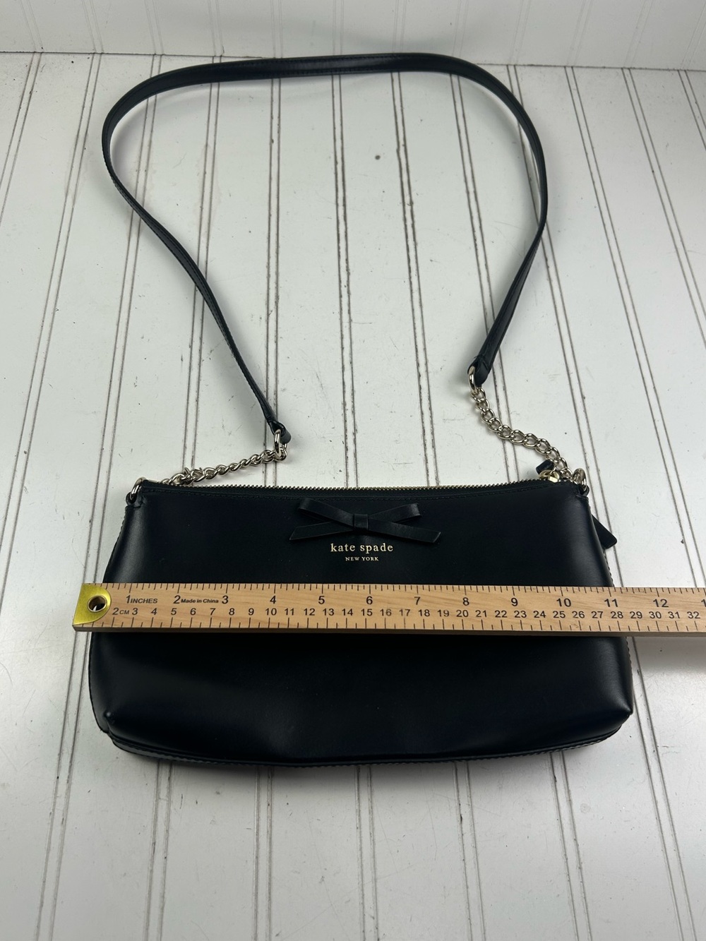 Kate Spade Vintage Y2K Sawyer Street Declan Black Leather Crossbody Bag w Bow - Picture 11 of 11